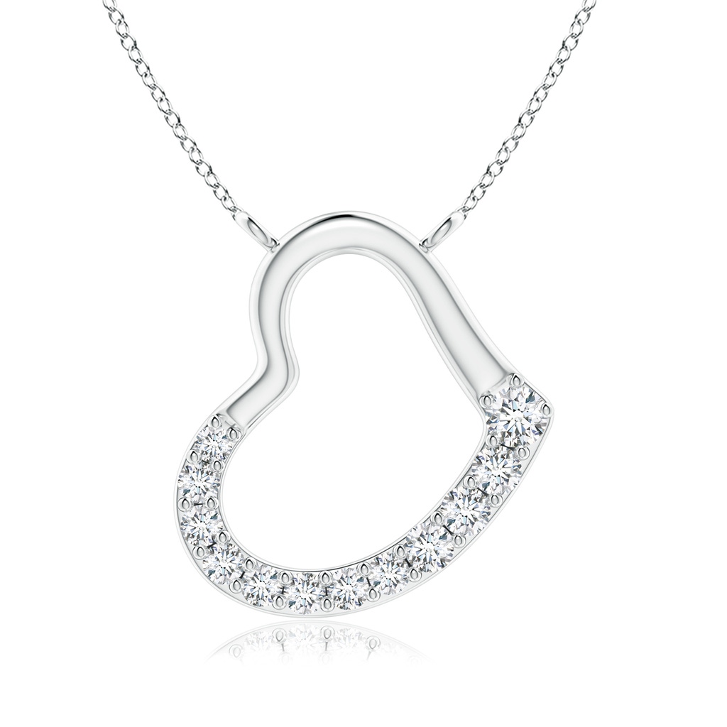 2.5mm GVS2 Prong-Set Diamond Tilted Heart Pendant in White Gold