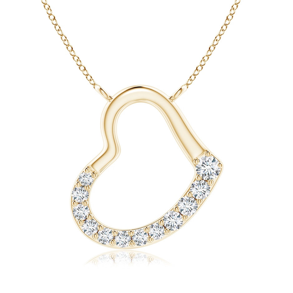 2.5mm GVS2 Prong-Set Diamond Tilted Heart Pendant in Yellow Gold 