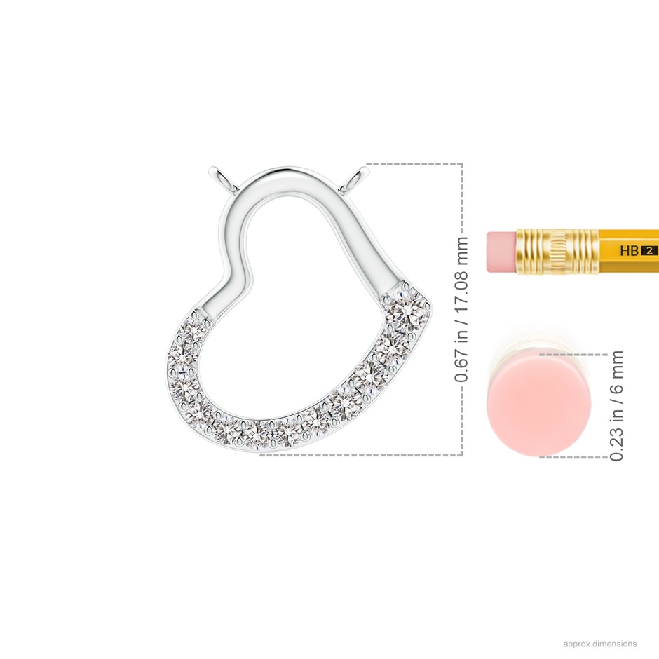 2.5mm IJI1I2 Prong-Set Diamond Tilted Heart Pendant in White Gold ruler