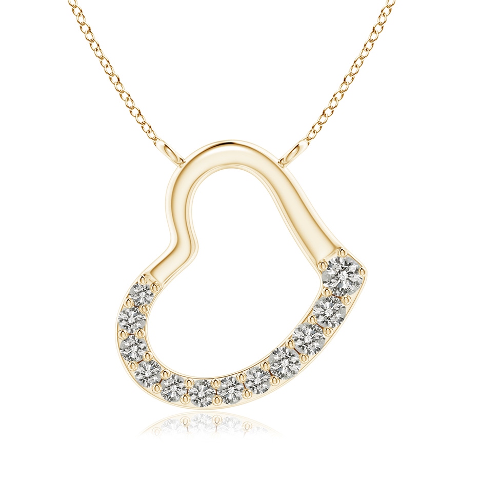 2.5mm KI3 Prong-Set Diamond Tilted Heart Pendant in Yellow Gold 