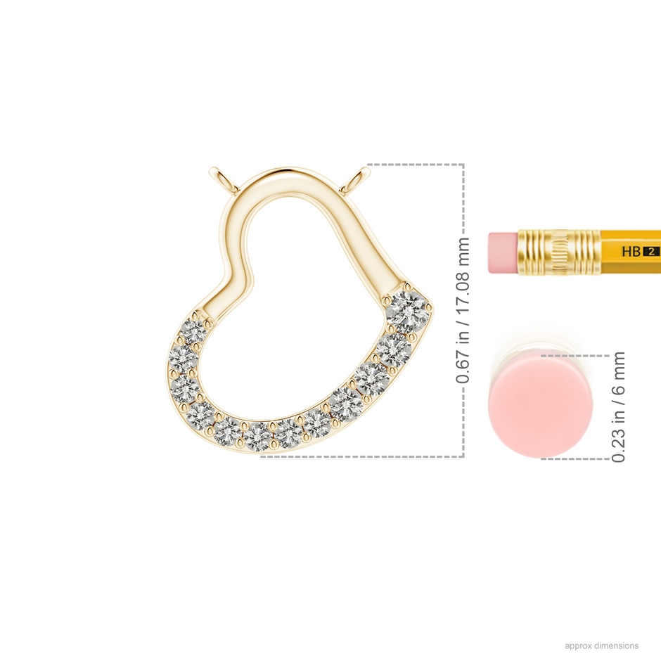 2.5mm KI3 Prong-Set Diamond Tilted Heart Pendant in Yellow Gold ruler