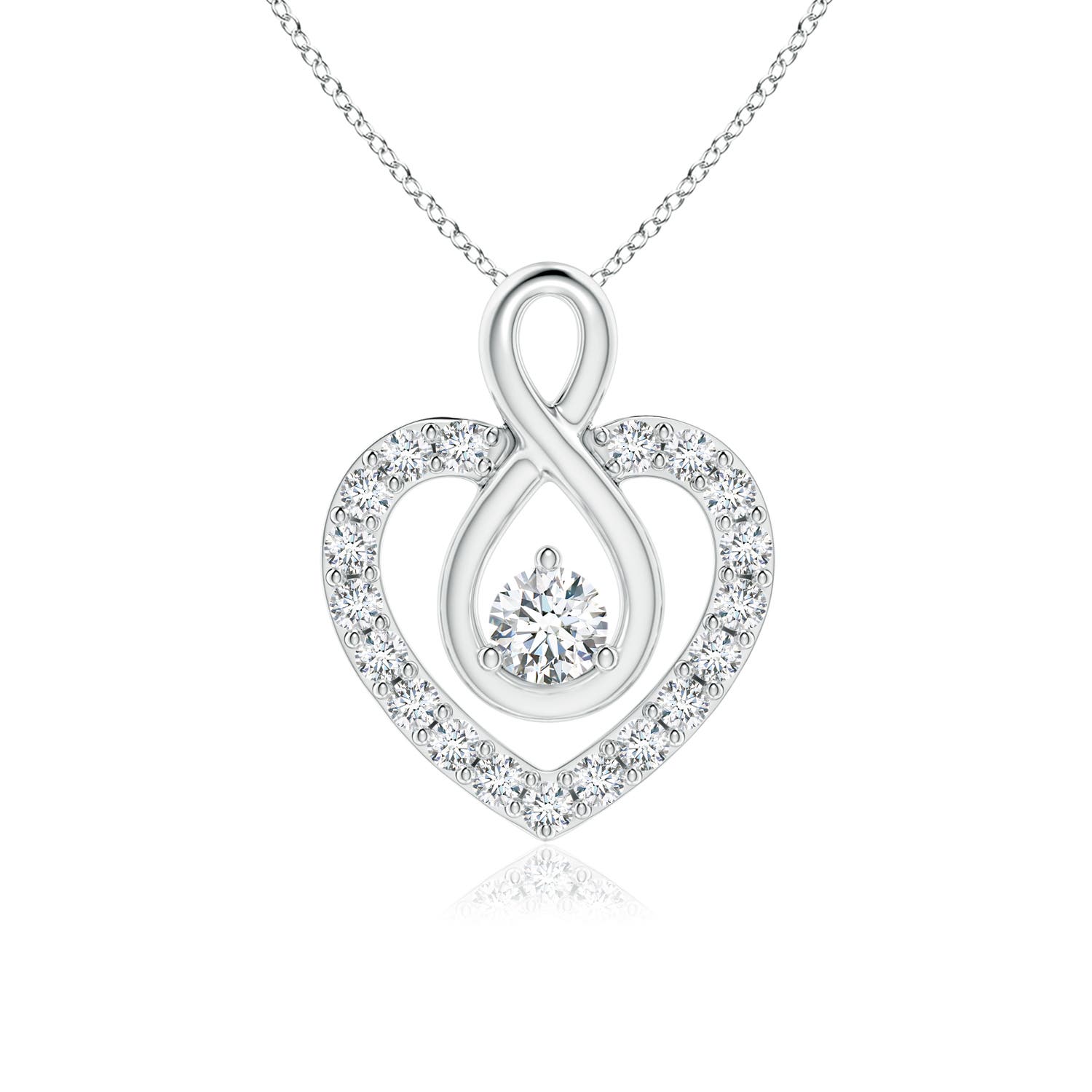 2.8mm GVS2 Diamond Heart Pendant with Infinity Loop in 18CT White Gold
