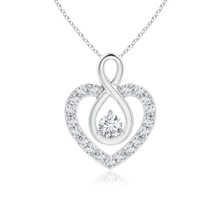 2.8mm GVS2 Diamond Heart Pendant with Infinity Loop in 18K White Gold