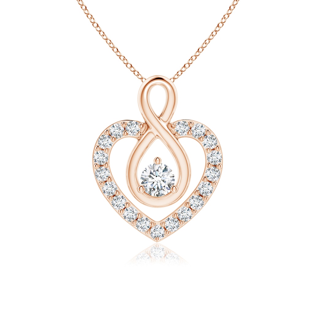 2.8mm GVS2 Diamond Heart Pendant with Infinity Loop in Rose Gold