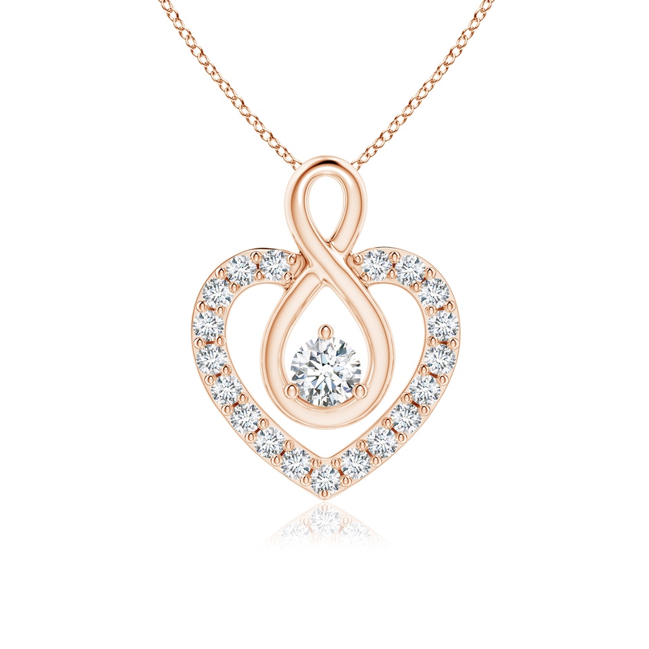 2.8mm GVS2 Diamond Heart Pendant with Infinity Loop in Rose Gold 