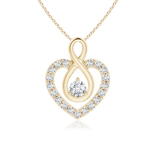 2.8mm GVS2 Diamond Heart Pendant with Infinity Loop in Yellow Gold