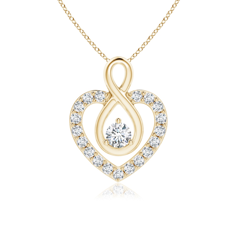 2.8mm GVS2 Diamond Heart Pendant with Infinity Loop in Yellow Gold 