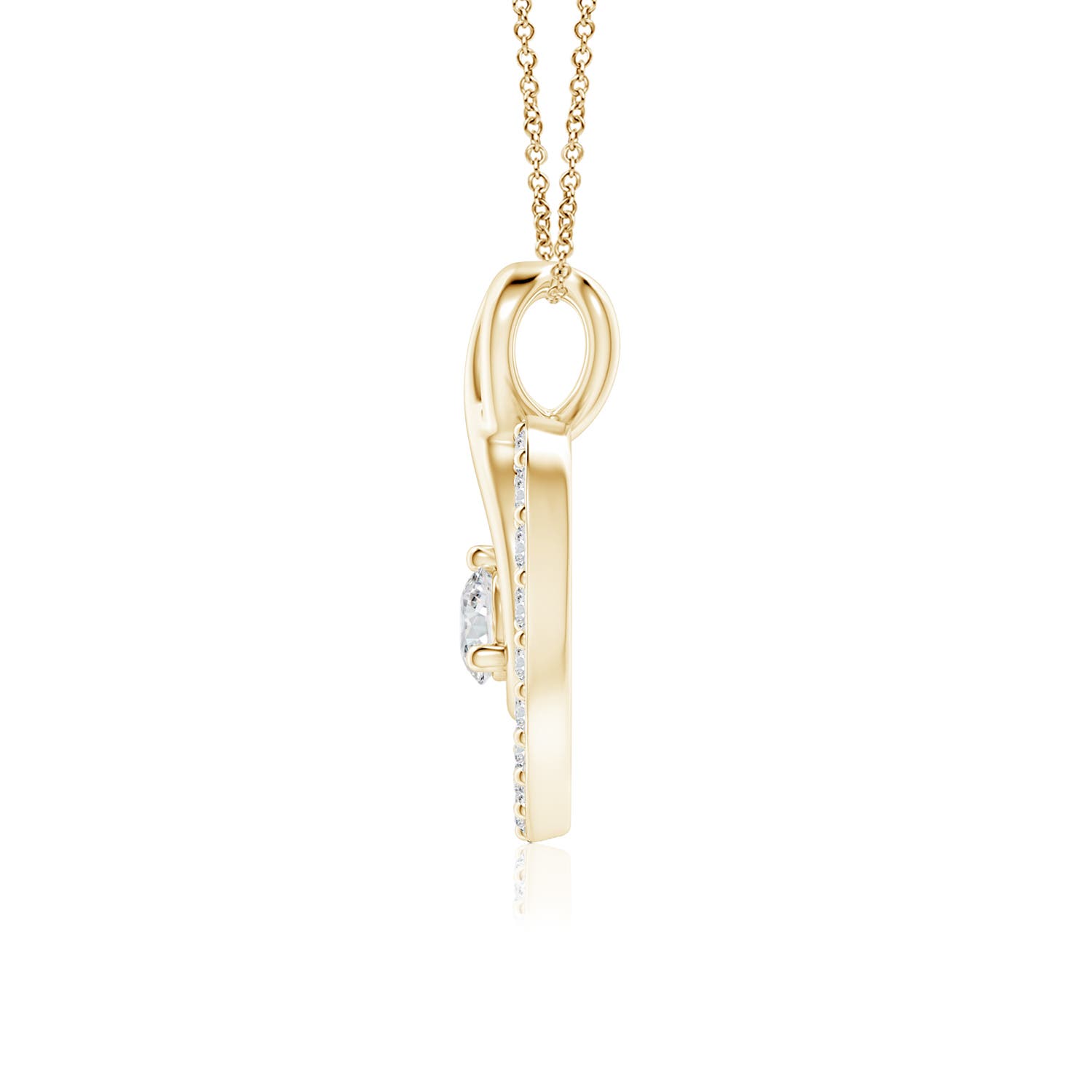 2.8mm HSI2 Diamond Heart Pendant with Infinity Loop in 18K Yellow Gold