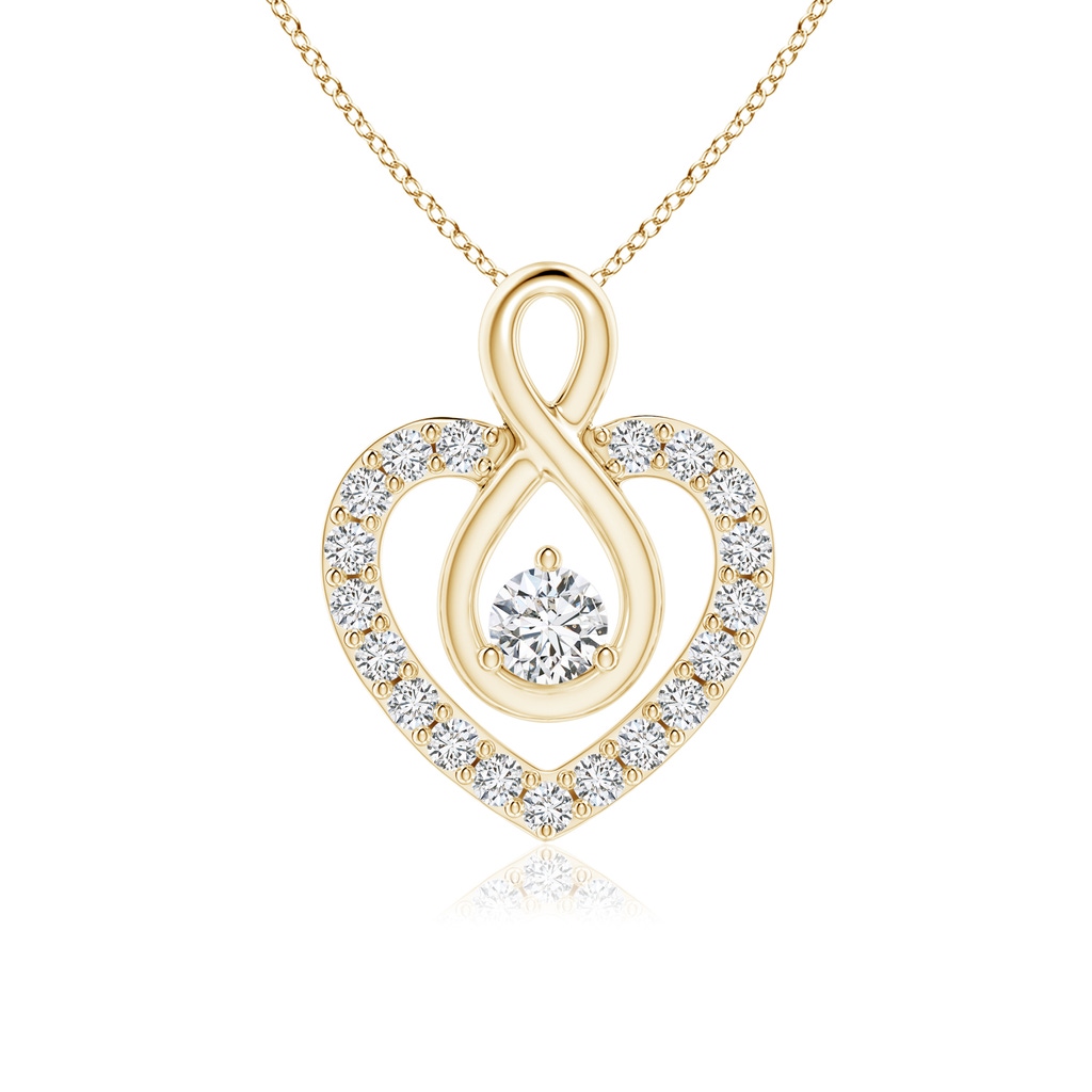 2.8mm HSI2 Diamond Heart Pendant with Infinity Loop in Yellow Gold 