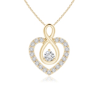 2.8mm HSI2 Diamond Heart Pendant with Infinity Loop in Yellow Gold