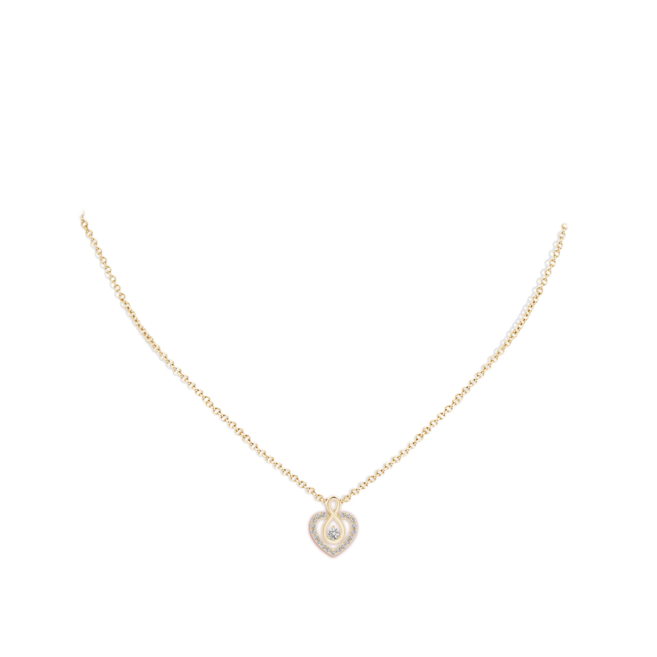 2.8mm IJI1I2 Diamond Heart Pendant with Infinity Loop in Yellow Gold pen