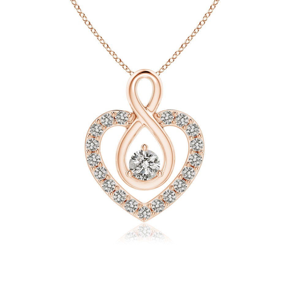 2.8mm KI3 Diamond Heart Pendant with Infinity Loop in Rose Gold 