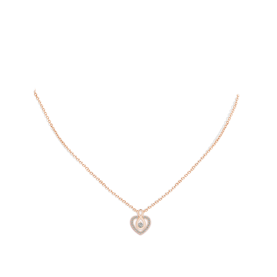 2.8mm KI3 Diamond Heart Pendant with Infinity Loop in Rose Gold pen