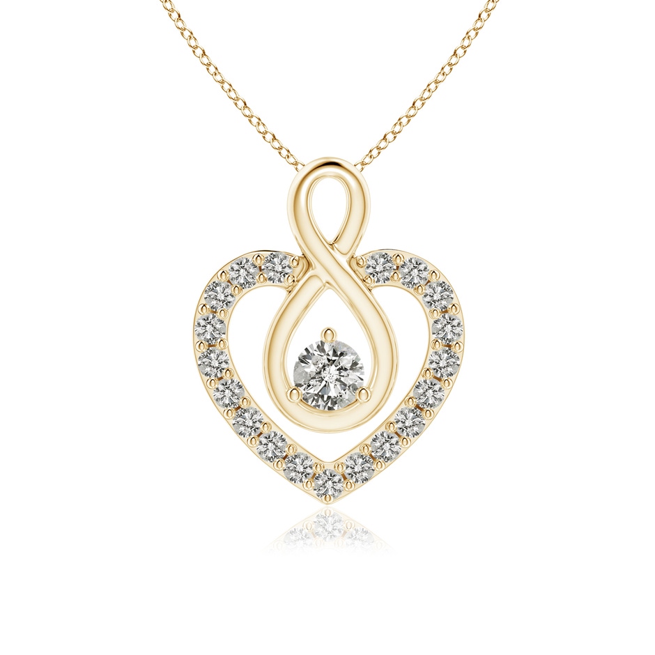 2.8mm KI3 Diamond Heart Pendant with Infinity Loop in Yellow Gold 