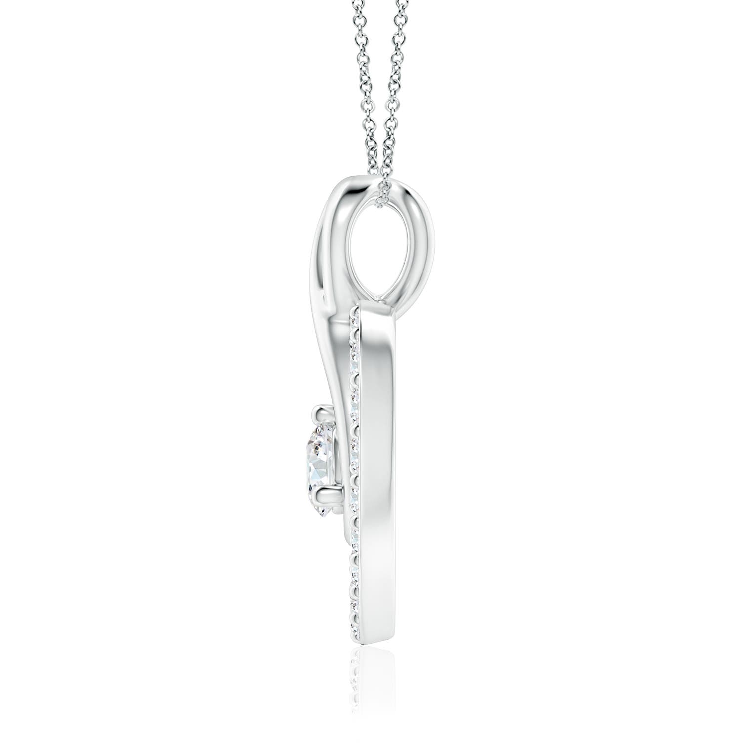 3.3mm GVS2 Diamond Heart Pendant with Infinity Loop in 18K White Gold