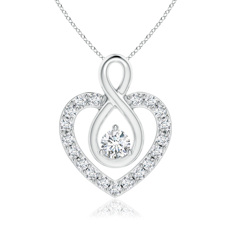 3.3mm GVS2 Diamond Heart Pendant with Infinity Loop in White Gold 