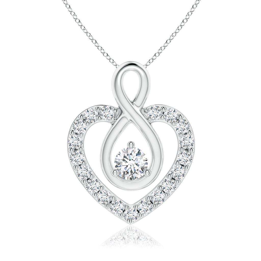 3.3mm GVS2 Diamond Heart Pendant with Infinity Loop in White Gold