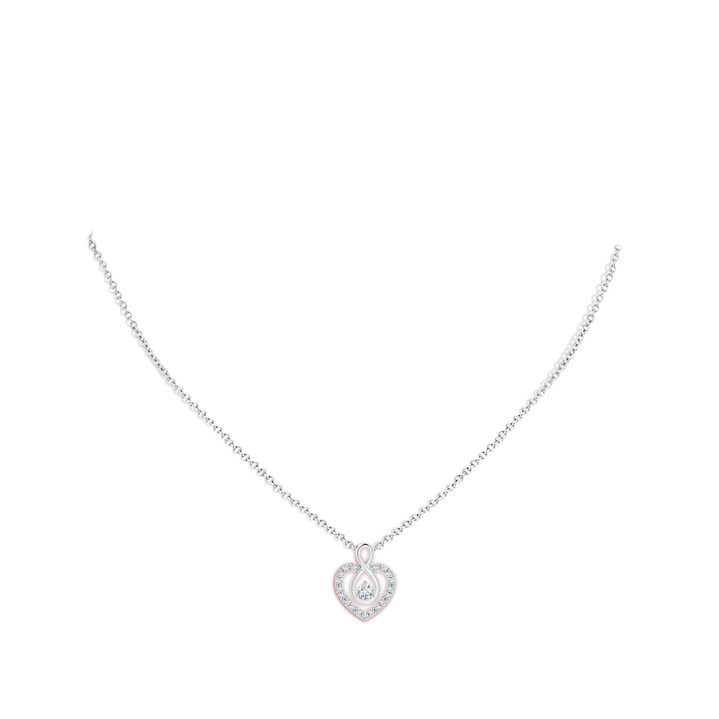 3.3mm GVS2 Diamond Heart Pendant with Infinity Loop in White Gold pen