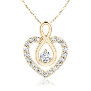 3.3mm GVS2 Diamond Heart Pendant with Infinity Loop in Yellow Gold