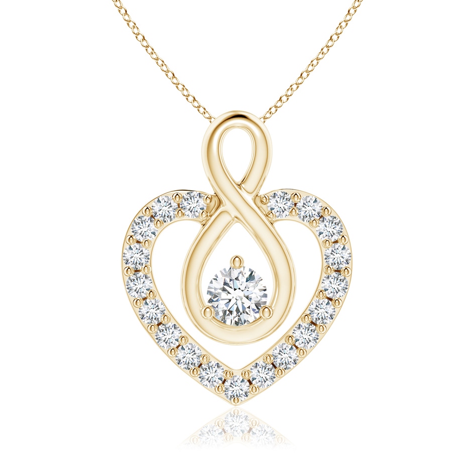 3.3mm GVS2 Diamond Heart Pendant with Infinity Loop in Yellow Gold 