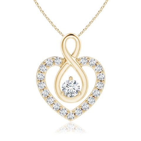 3.3mm GVS2 Diamond Heart Pendant with Infinity Loop in Yellow Gold