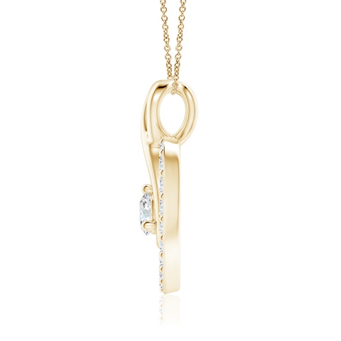 3.3mm GVS2 Diamond Heart Pendant with Infinity Loop in Yellow Gold