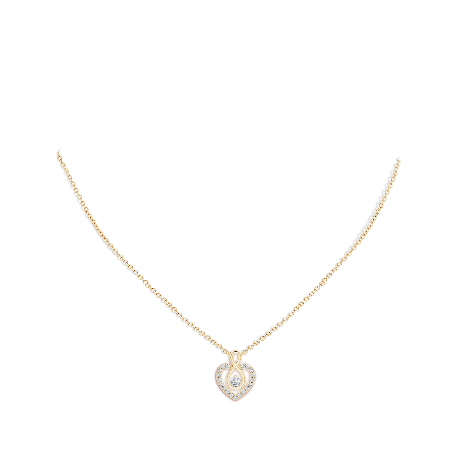 3.3mm GVS2 Diamond Heart Pendant with Infinity Loop in Yellow Gold - body_neck