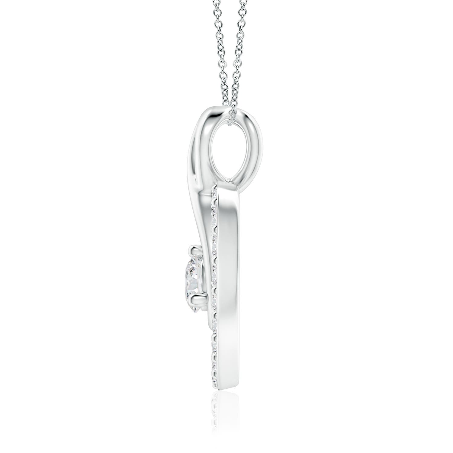 3.3mm HSI2 Diamond Heart Pendant with Infinity Loop in 18K White Gold