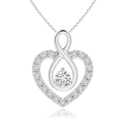 3.3mm HSI2 Diamond Heart Pendant with Infinity Loop in White Gold