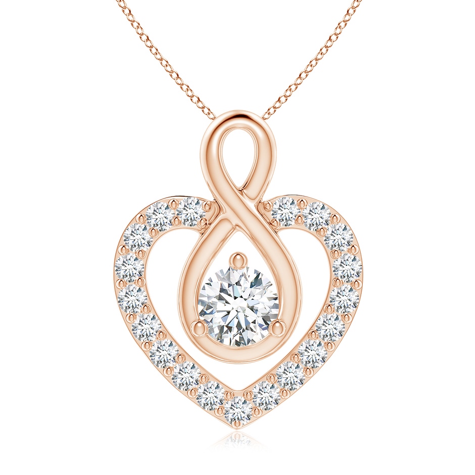 5.1mm GVS2 Diamond Heart Pendant with Infinity Loop in 18K Rose Gold 