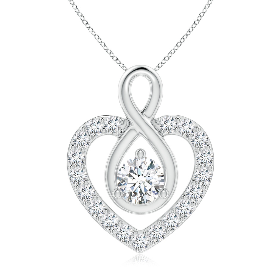 5.1mm GVS2 Diamond Heart Pendant with Infinity Loop in White Gold 