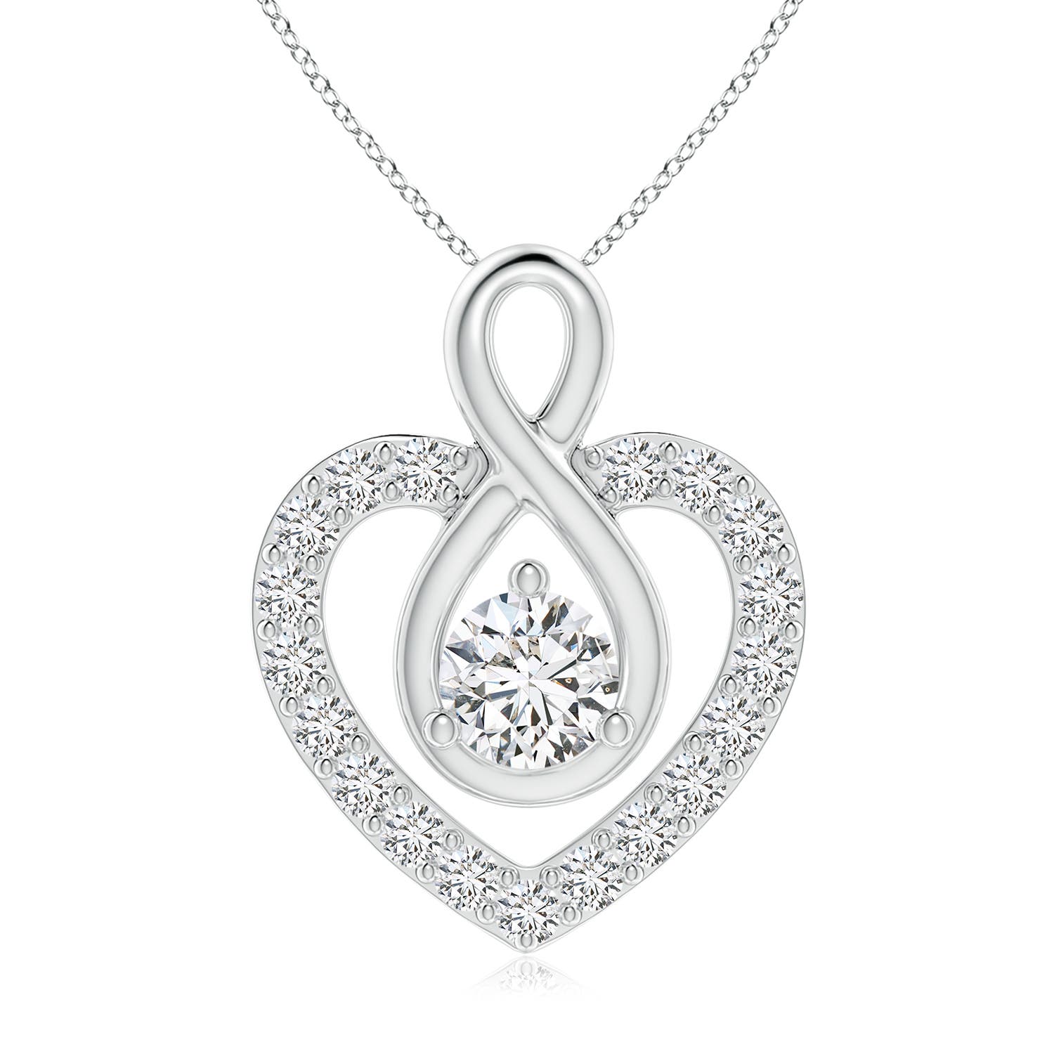 5.1mm HSI2 Diamond Heart Pendant with Infinity Loop in 18CT White Gold