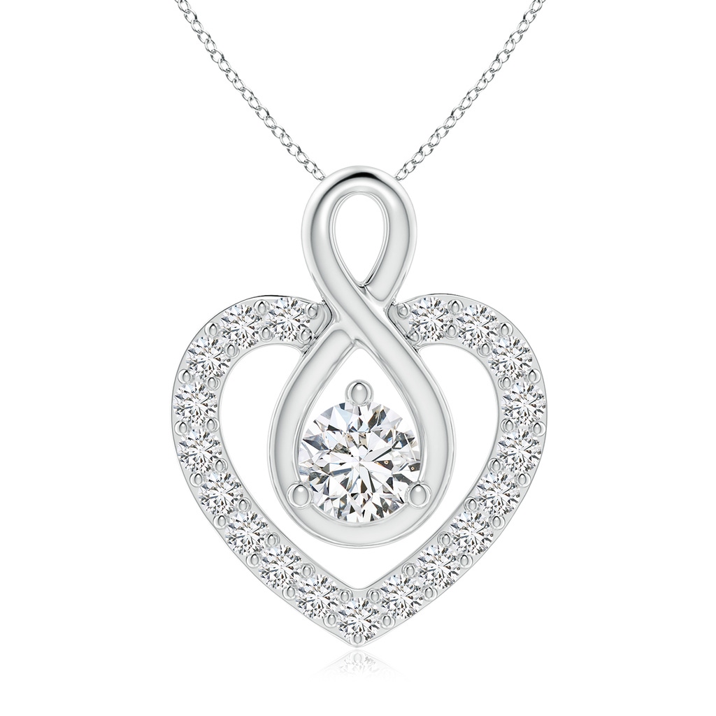 5.1mm HSI2 Diamond Heart Pendant with Infinity Loop in White Gold 