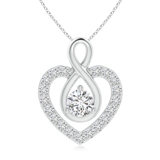 5.1mm HSI2 Diamond Heart Pendant with Infinity Loop in White Gold