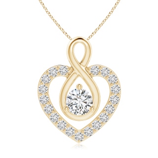 5.1mm HSI2 Diamond Heart Pendant with Infinity Loop in Yellow Gold