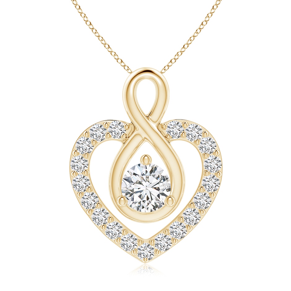 5.1mm HSI2 Diamond Heart Pendant with Infinity Loop in Yellow Gold 