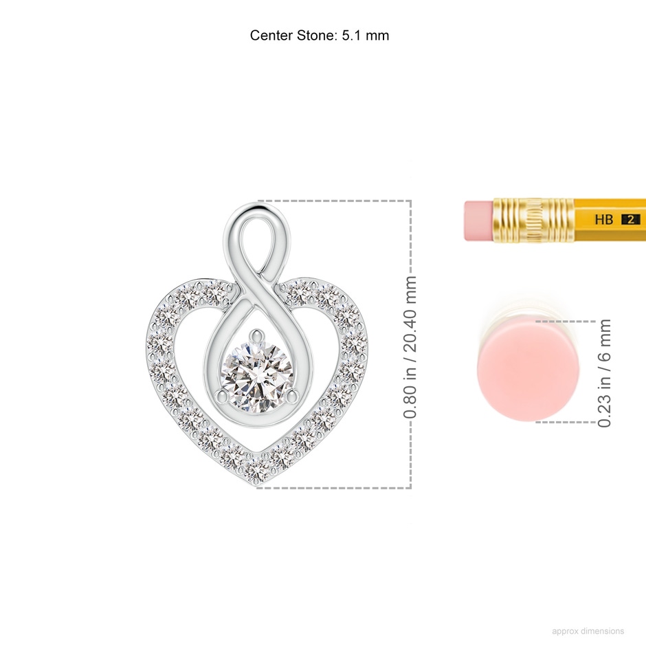 5.1mm IJI1I2 Diamond Heart Pendant with Infinity Loop in P950 Platinum ruler