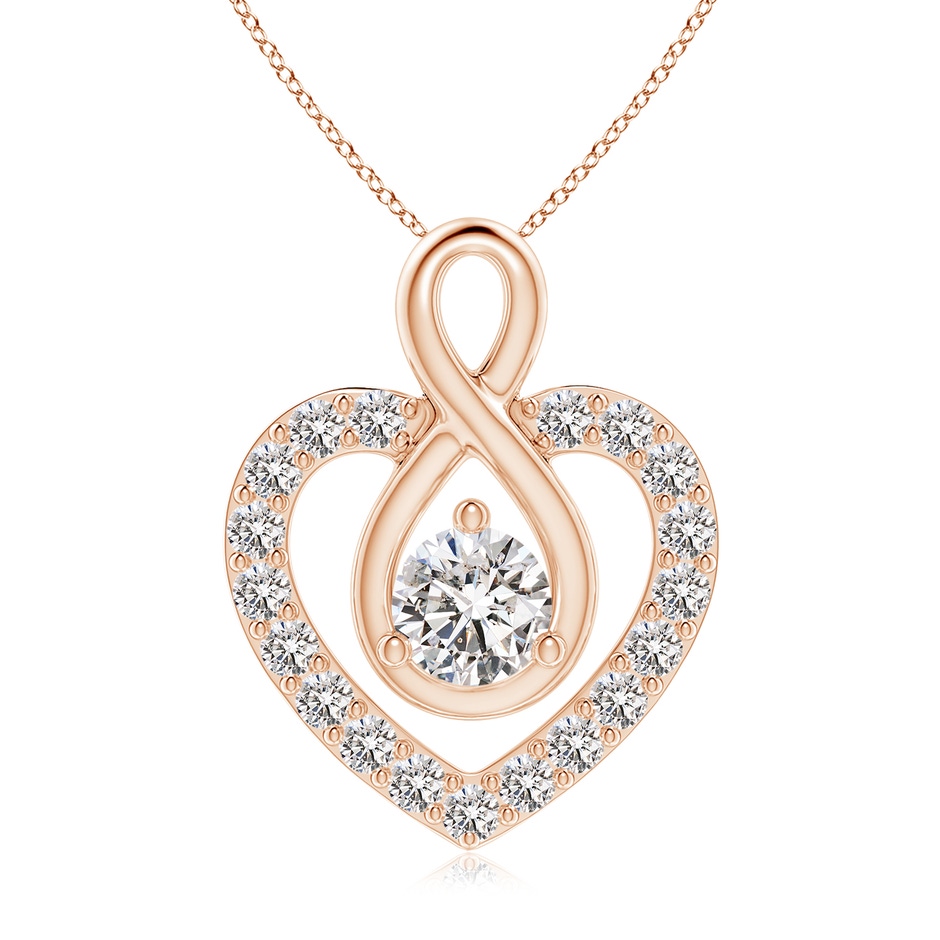 5.1mm IJI1I2 Diamond Heart Pendant with Infinity Loop in Rose Gold 