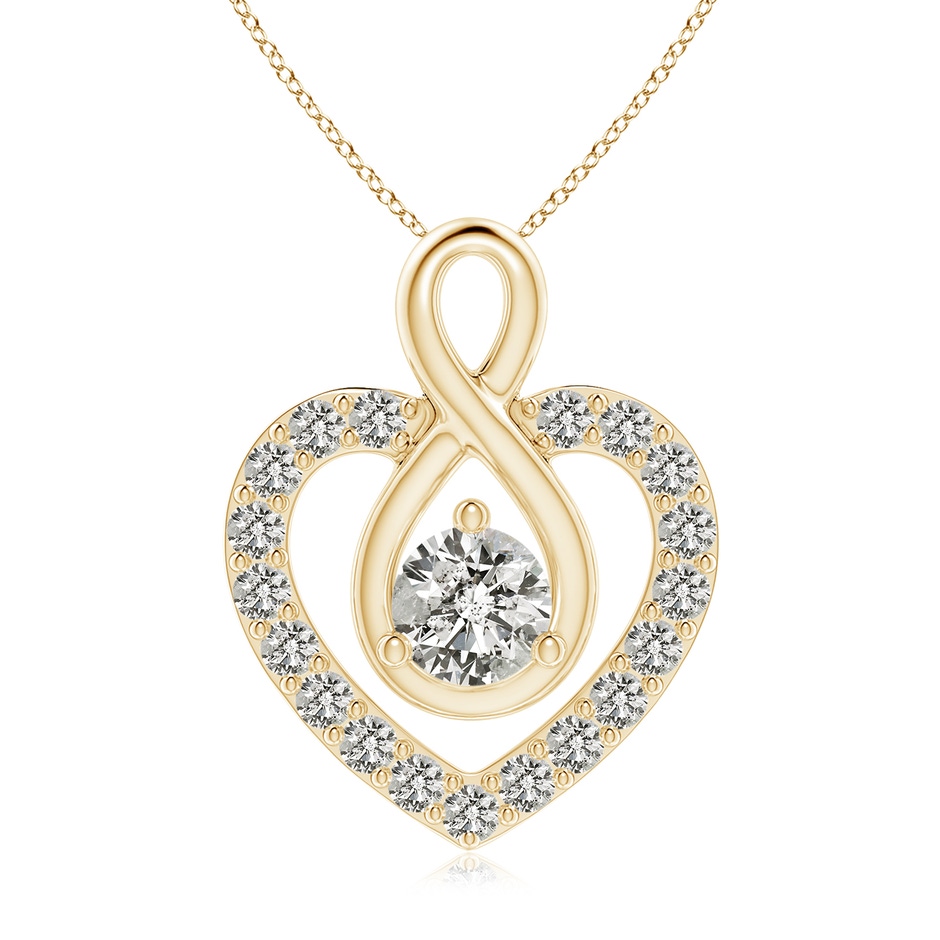 5.1mm KI3 Diamond Heart Pendant with Infinity Loop in Yellow Gold 