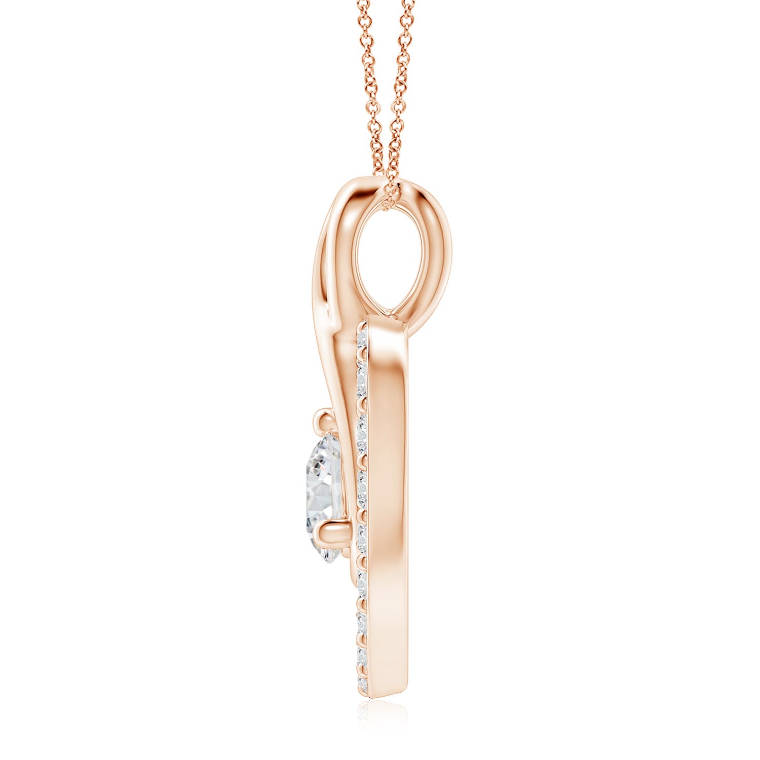 5.9mm HSI2 Diamond Heart Pendant with Infinity Loop in 18K Rose Gold