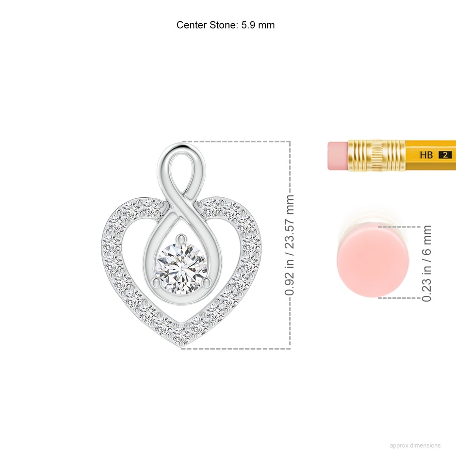 5.9mm HSI2 Diamond Heart Pendant with Infinity Loop in White Gold ruler