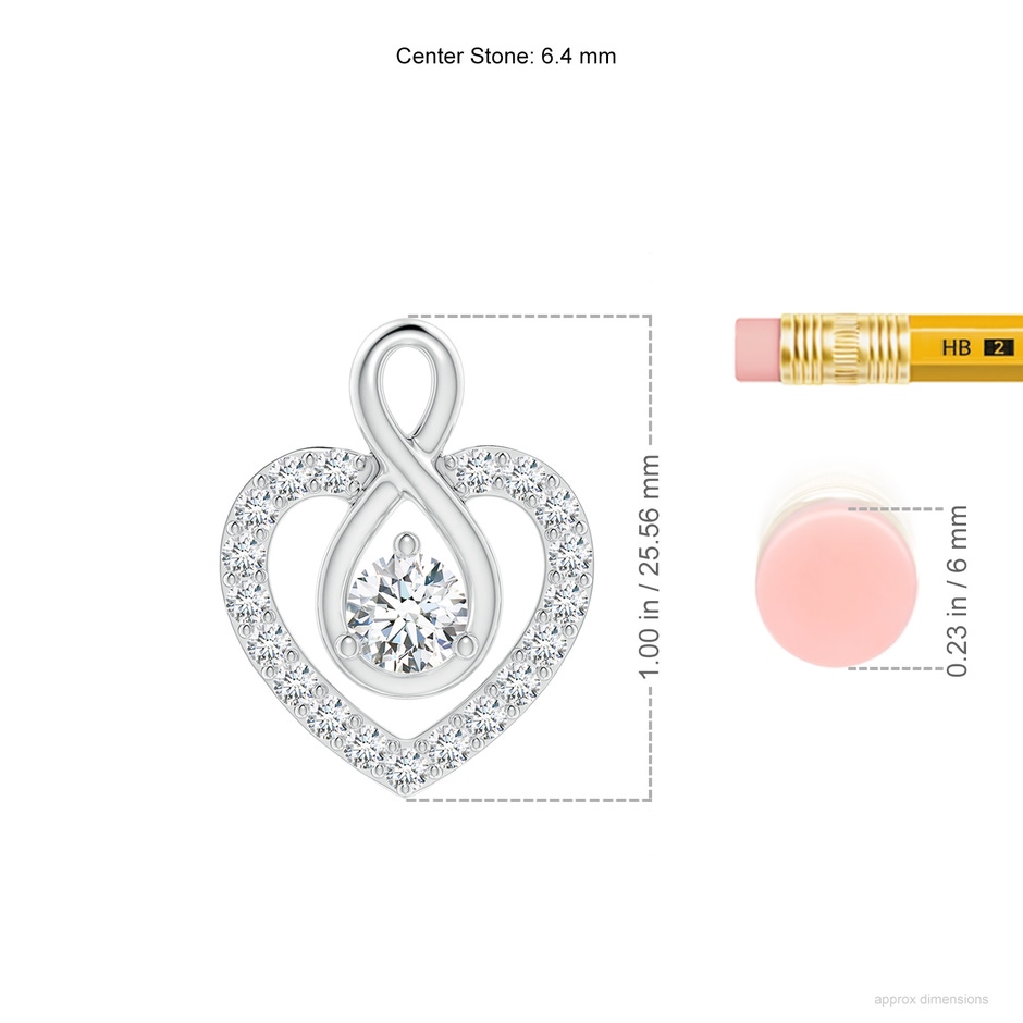 6.4mm GVS2 Diamond Heart Pendant with Infinity Loop in P950 Platinum ruler