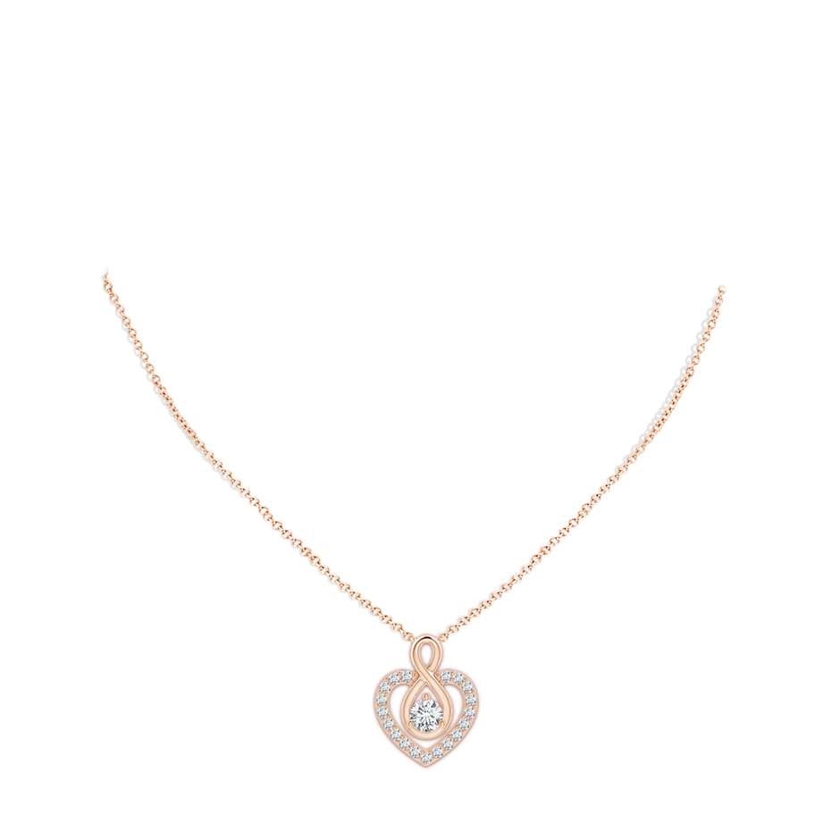 6.4mm GVS2 Diamond Heart Pendant with Infinity Loop in Rose Gold pen