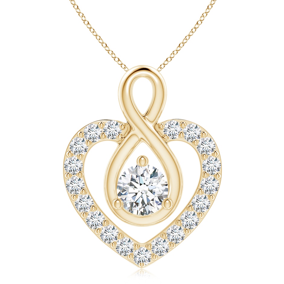6.4mm GVS2 Diamond Heart Pendant with Infinity Loop in Yellow Gold 