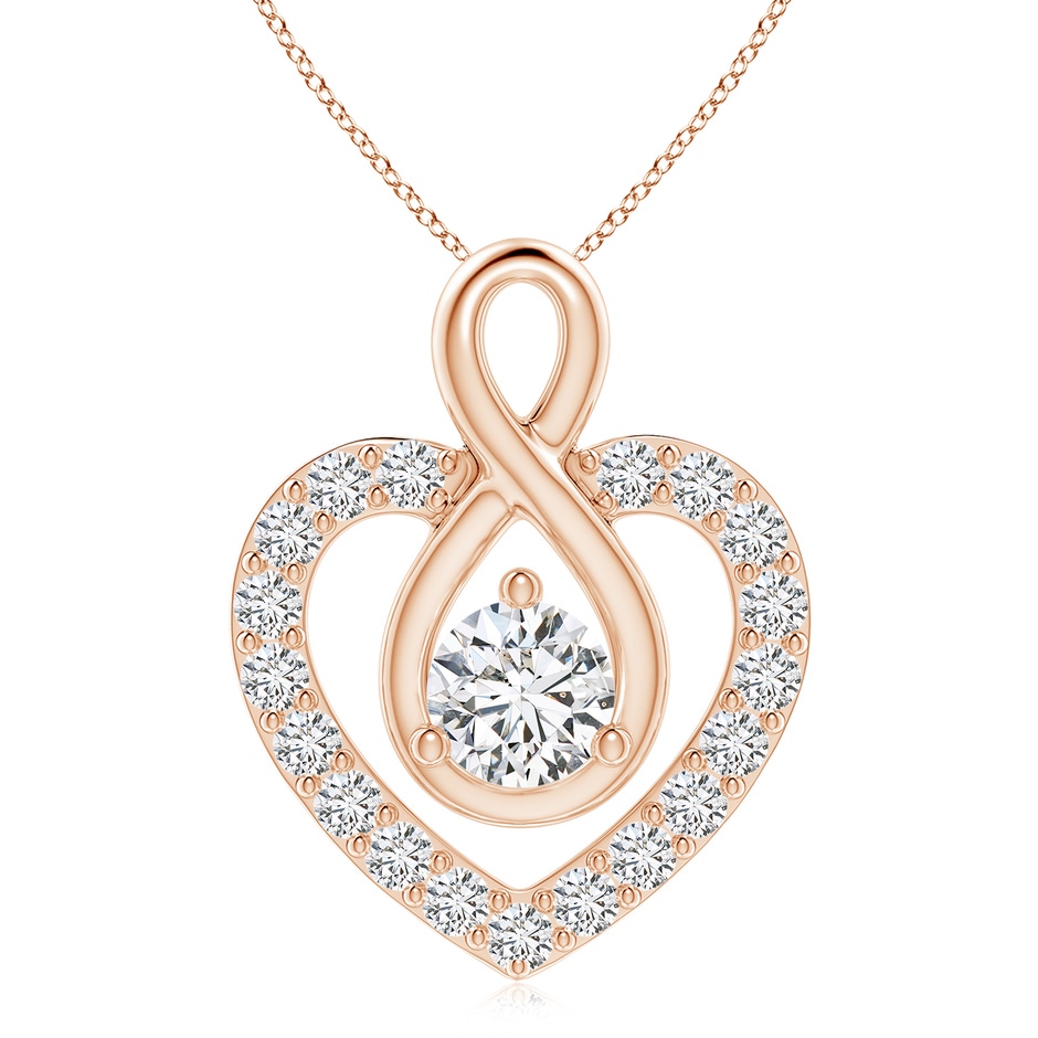 6.4mm HSI2 Diamond Heart Pendant with Infinity Loop in Rose Gold 