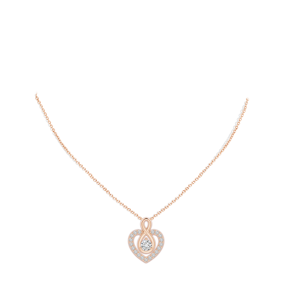 6.4mm HSI2 Diamond Heart Pendant with Infinity Loop in Rose Gold pen