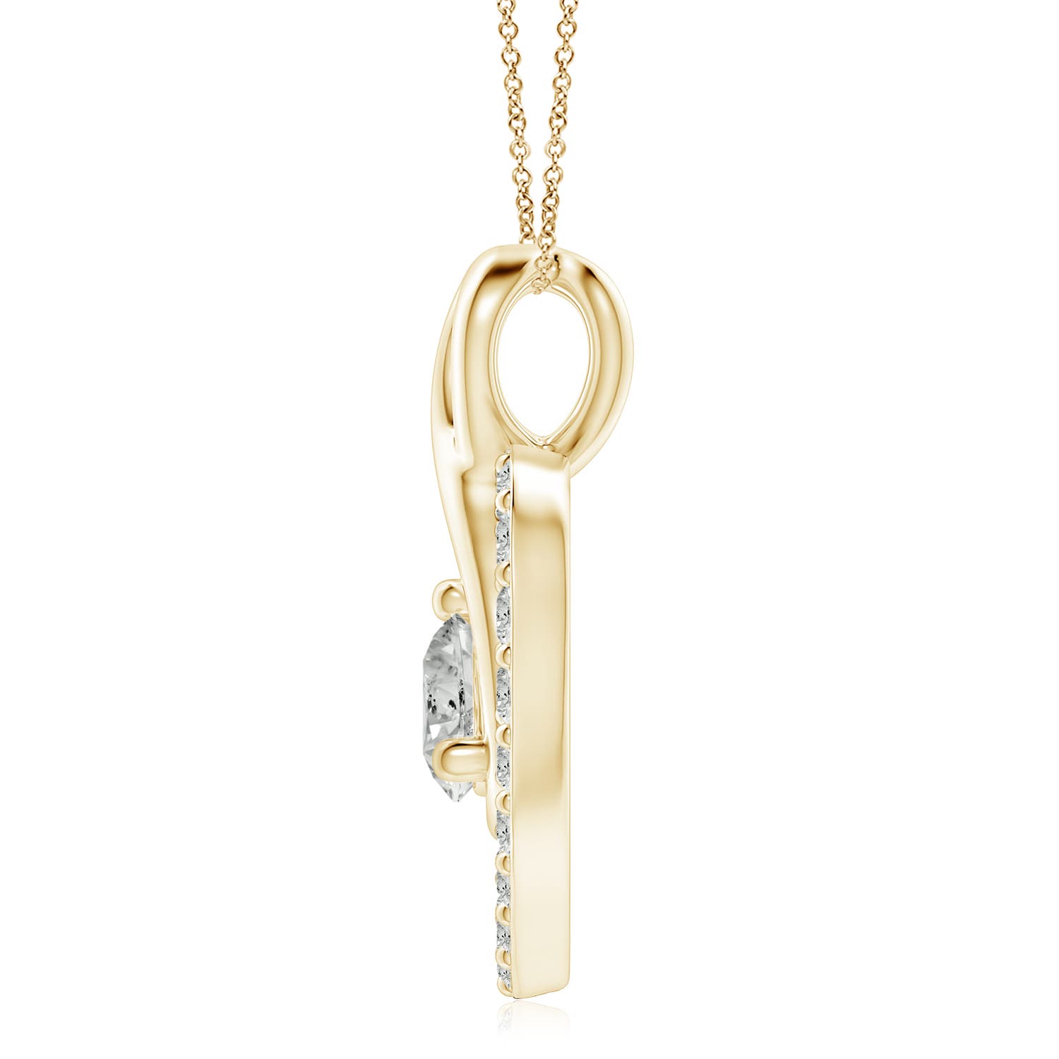 6.4mm KI3 Diamond Heart Pendant with Infinity Loop in Yellow Gold