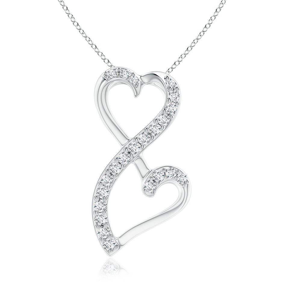 1.2mm GVS2 Diamond Double Heart Infinity Pendant in 18K White Gold 
