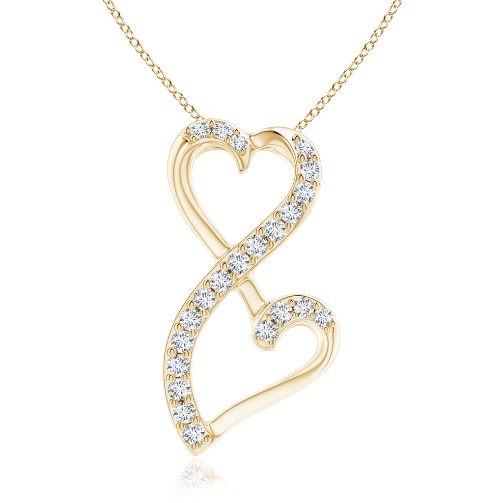 1.2mm GVS2 Diamond Double Heart Infinity Pendant in 18K Yellow Gold