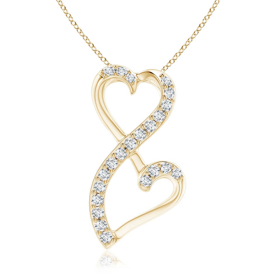 1.2mm GVS2 Diamond Double Heart Infinity Pendant in 18K Yellow Gold 